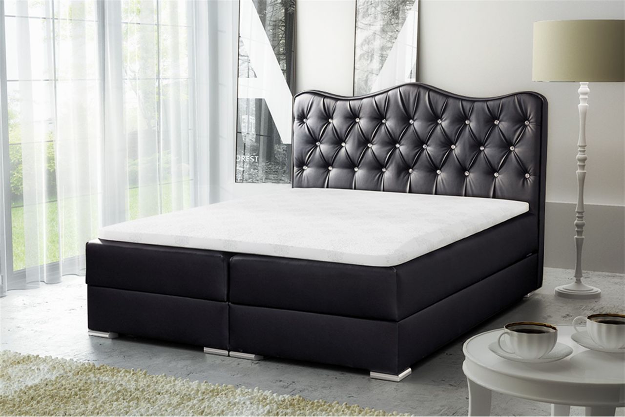 Boxspringbett Schlafzimmerbett SULTAN Kunstleder Schwarz 100x200cm