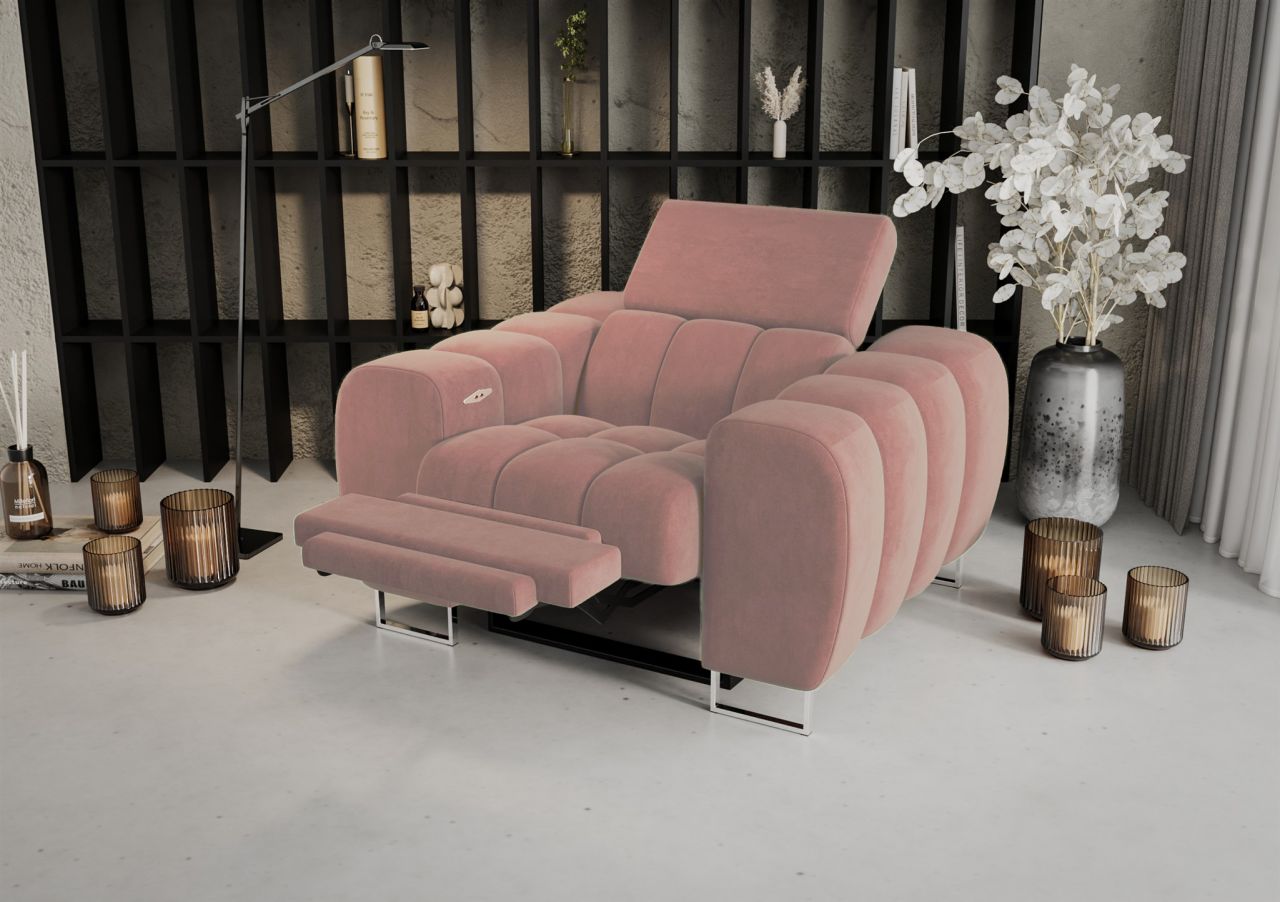 Sessel mit Relaxfunktion BASTIEN RELAX in Stoff Terra Rosa