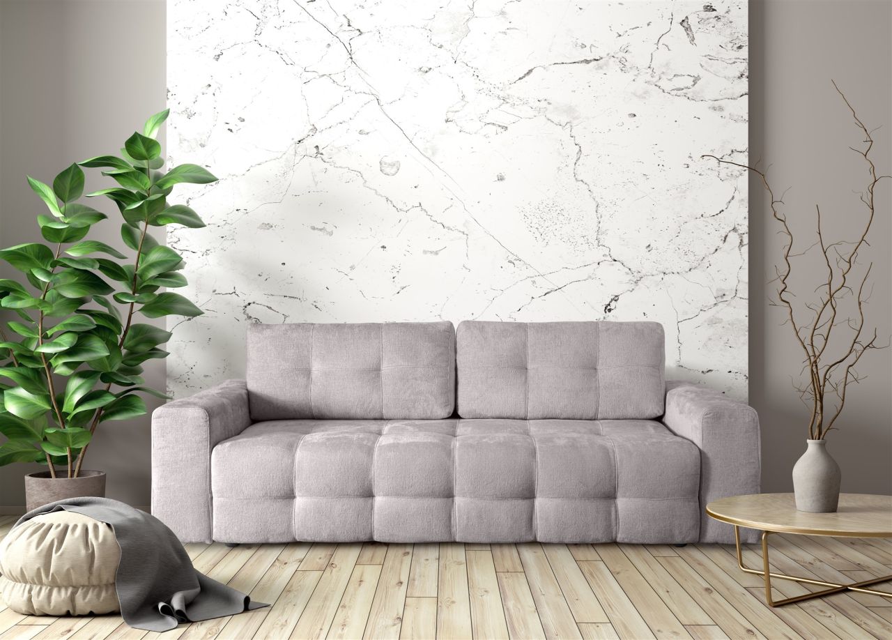 Schlafsofa Designersofa Sofa 3-Sitzer ARIELLE in Stoff Perfect Harmony Silber...