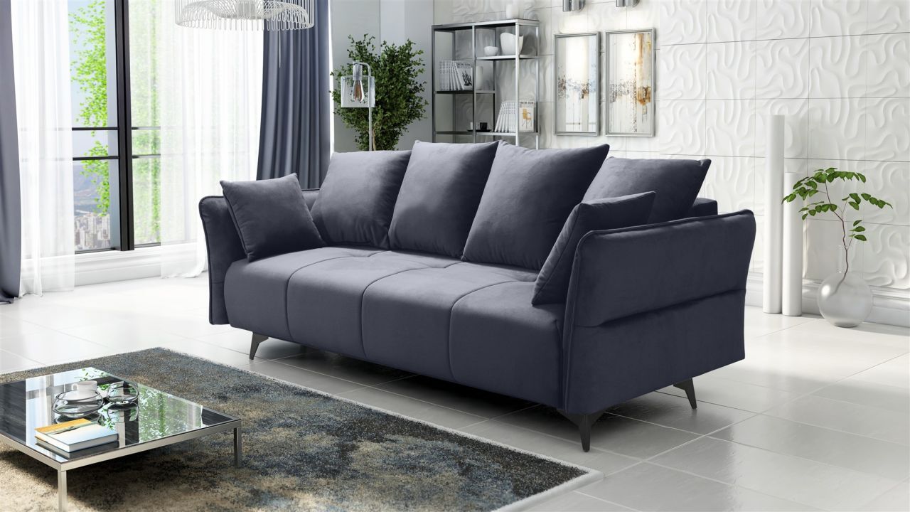 Schlafsofa Sofa 3-Sitzer SADIE Stoff Element Dunkelgrau