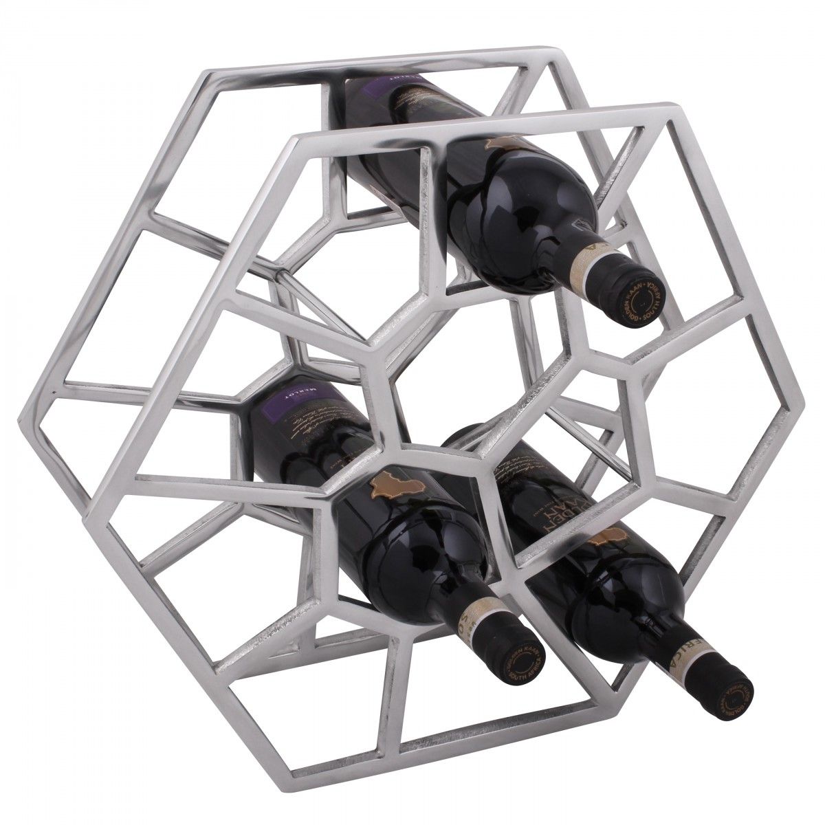 Weinregal Design 38 cm für 12 Flaschen Aluminium Silber