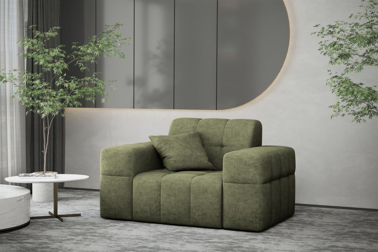 Sessel Designersessel NANCY in Stoff Perfekt Harmony Olivgrün