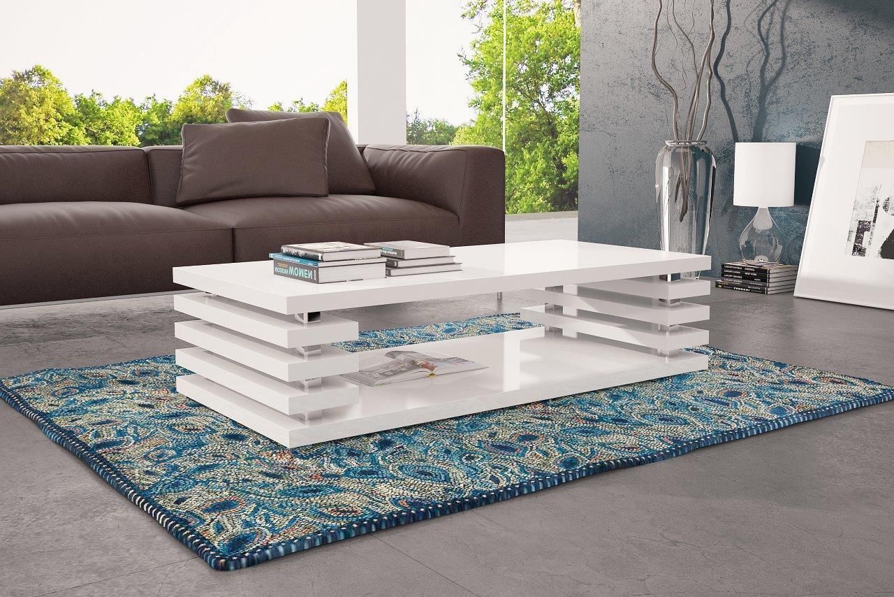 OUTLET Couchtisch ANDREA XL 120x60 cm Hochglanz Weiss