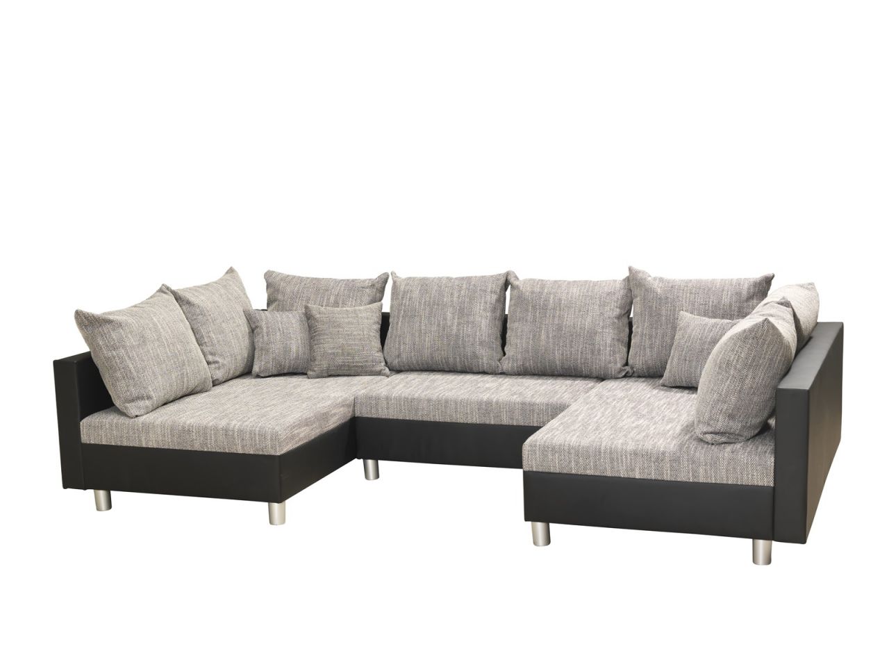 Couchgarnitur Allegra U-Form Schwarz-Grau inkl.Hocker
