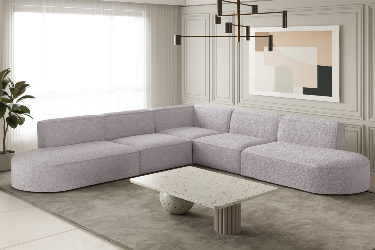 Ecksofa Designersofa PALMA Stoff Ascot Rose Seite Universal