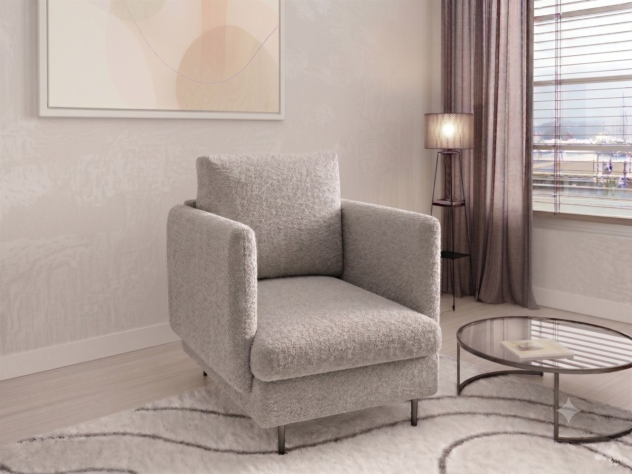 Sessel Designersessel HELMER Stoff Baloo Grau