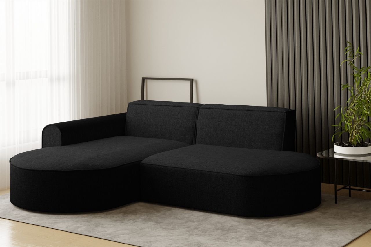 Ecksofa Designersofa BONDY in Stoff Neve Schwarz Ottomane Links
