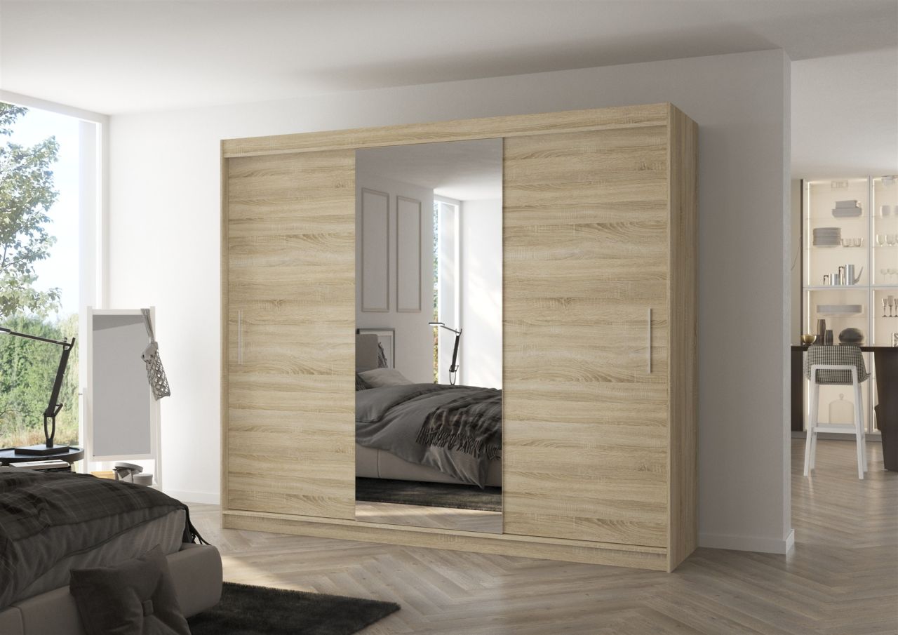 Schiebetürenschrank Schrank Nr.540 in Sonoma matt- Spiegel 250x215x58 cm