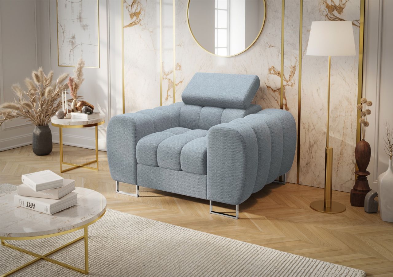 Sessel Designersessel BASTIEN in Stoff Aragon Sky