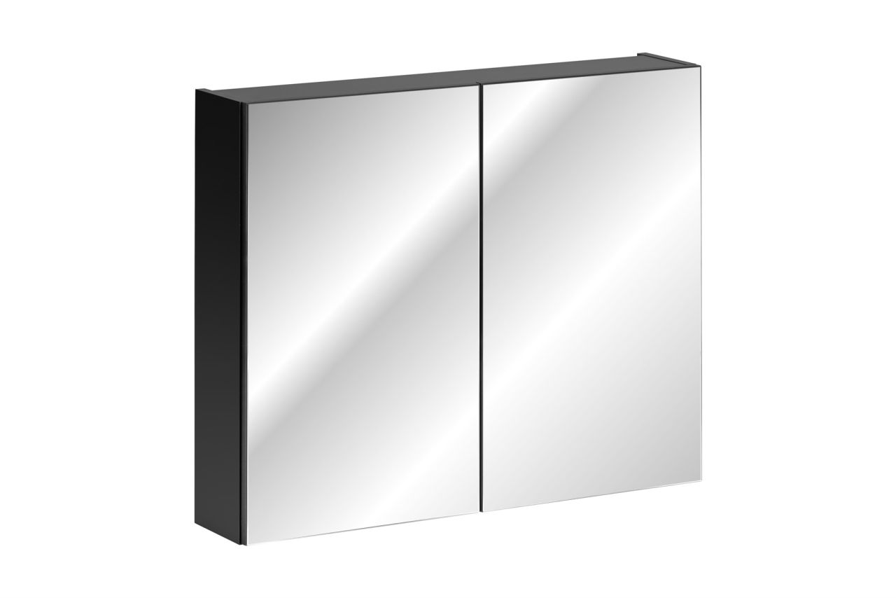 Badezimmer Spiegelschrank 80cm AKAN Schwarz matt inkl. LED