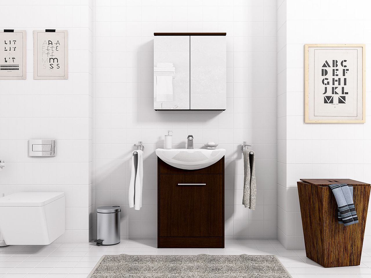 Badmöbel Set 3-Tlg Wenge matt PETIT inkl.Waschtisch