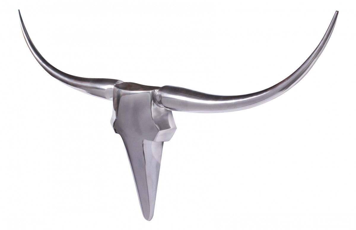 Wanddekoration Geweih Bull L 125 cm Aluminium silbern
