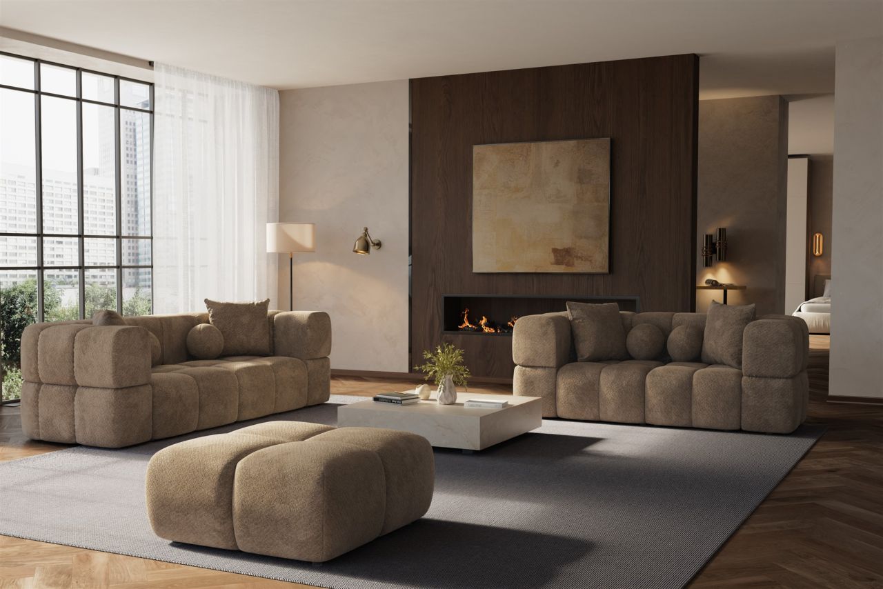 Sofaset Designersofas VEGA 3-2 inkl. Hocker in Stoff Egon Braun
