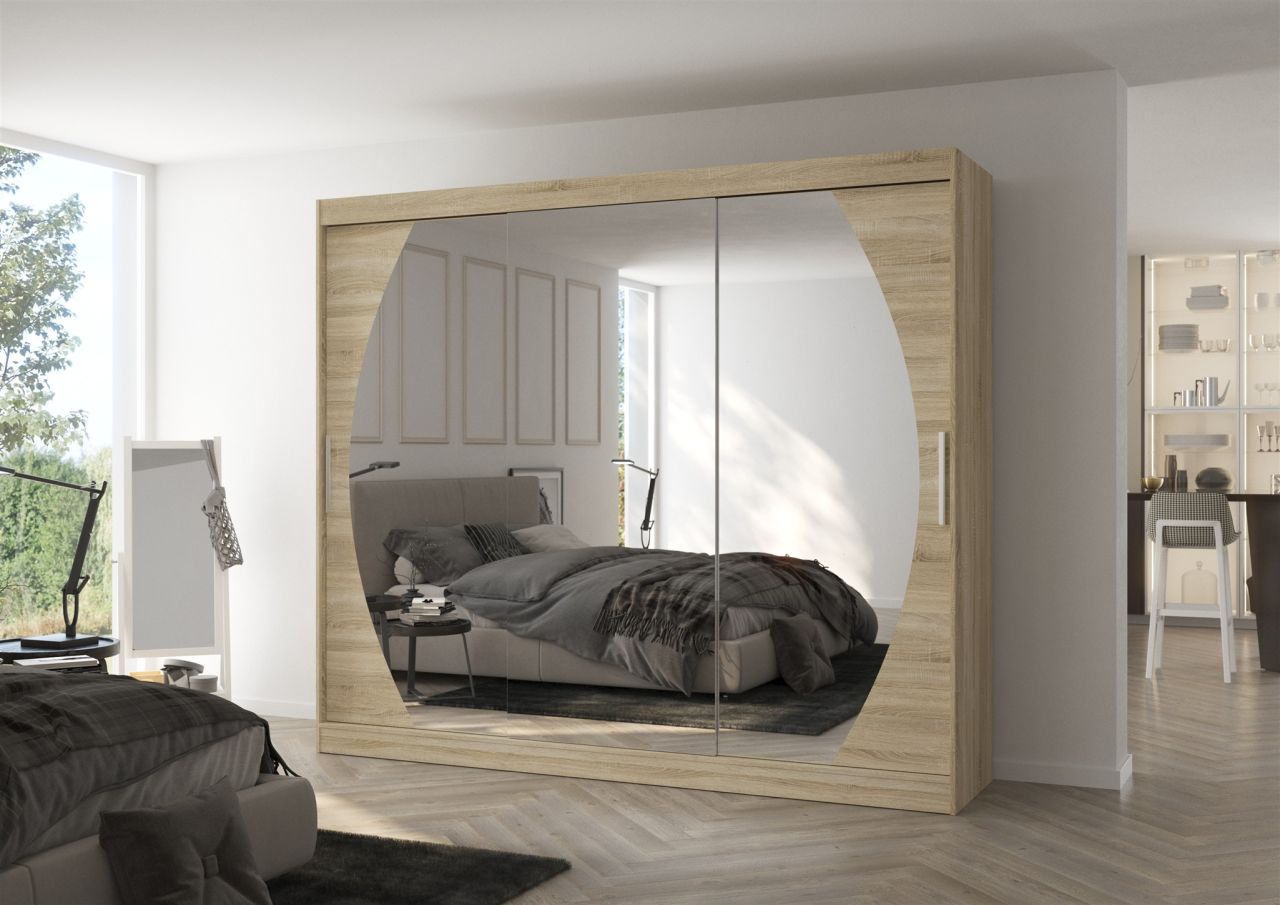 Schiebetürenschrank Schrank Nr.520 in Sonoma Eiche- Spiegel 250x215x58 cm