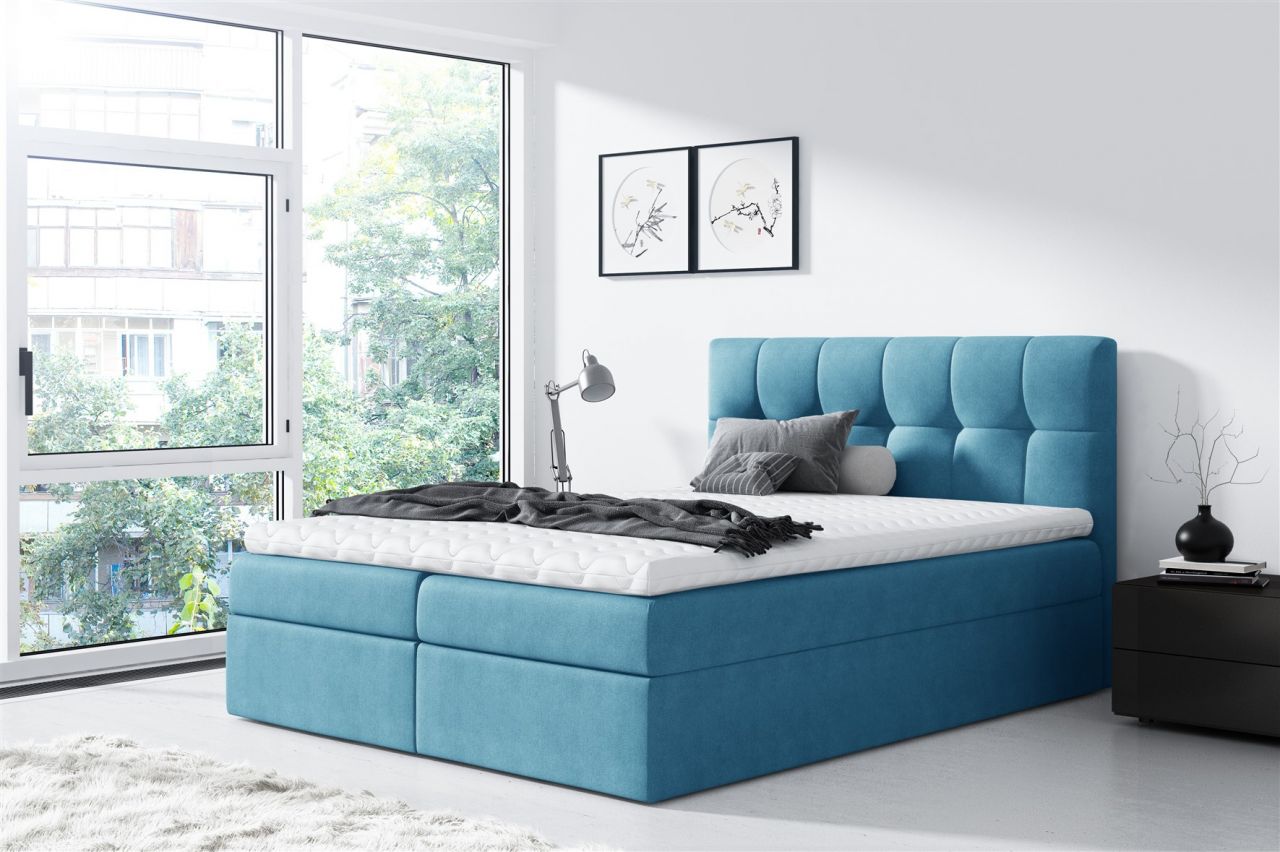 Boxspringbett Schlafzimmerbett CARMEN 180x200cm Hellblau