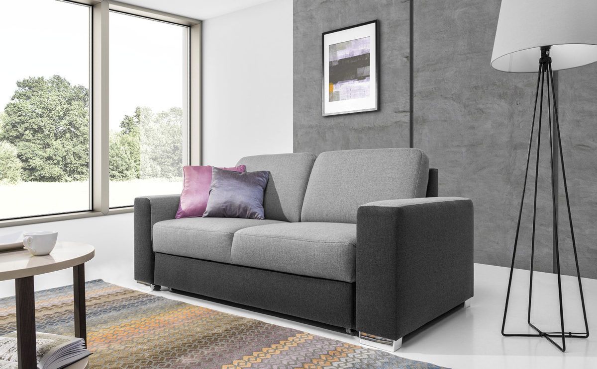 Sofa 3-Sitzer JUNES Webstoff Grau / Hellgrau 220x90x91 cm