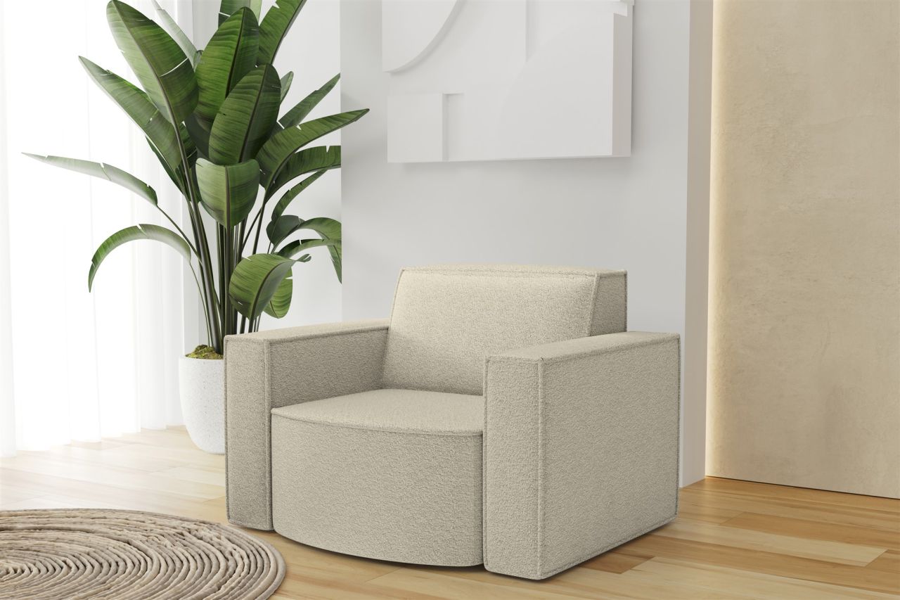 Sessel Designersessel PALMA in Stoff Ascot Champagne