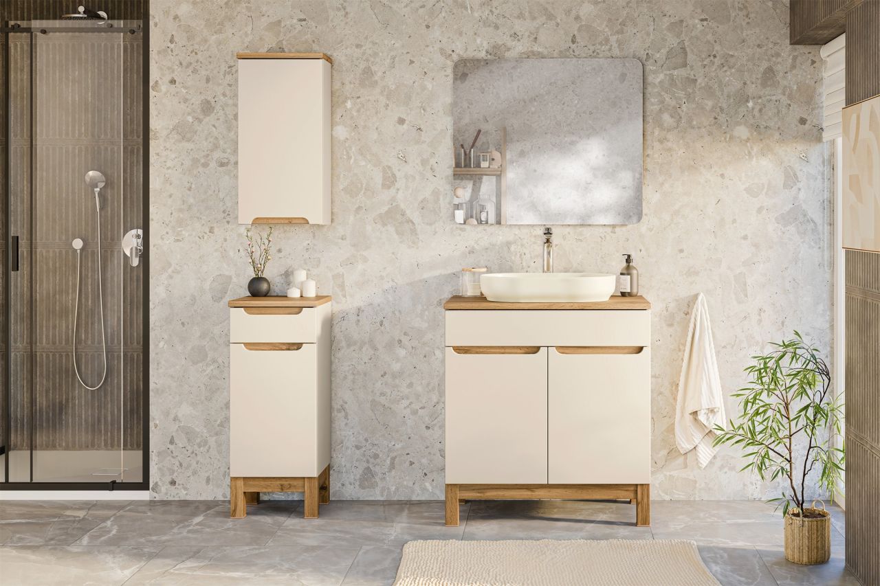 Badmöbel Set 4-tlg Badezimmerset DEVI Cashmere Spiegel ohne Waschtisch