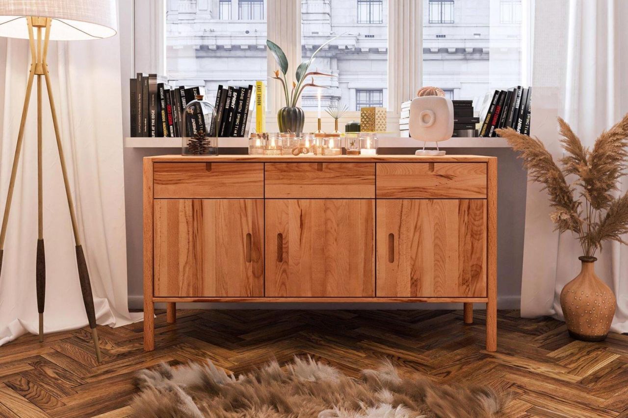 Kommode Schrank SAGA Buche massiv 142x79x46 cm