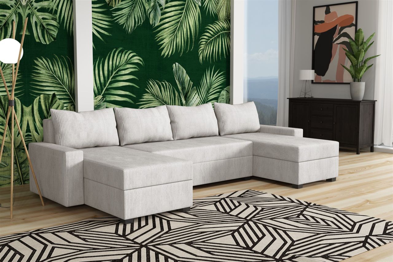 Wohnlandschaft Schlafsofa Sofa AGNETA LUX Stoff Lincoln Creme