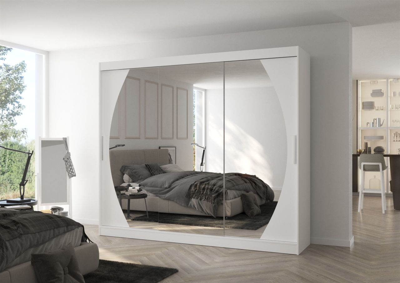 Schiebetürenschrank Schrank Nr.520 in Weiß- Spiegel 250x215x58 cm
