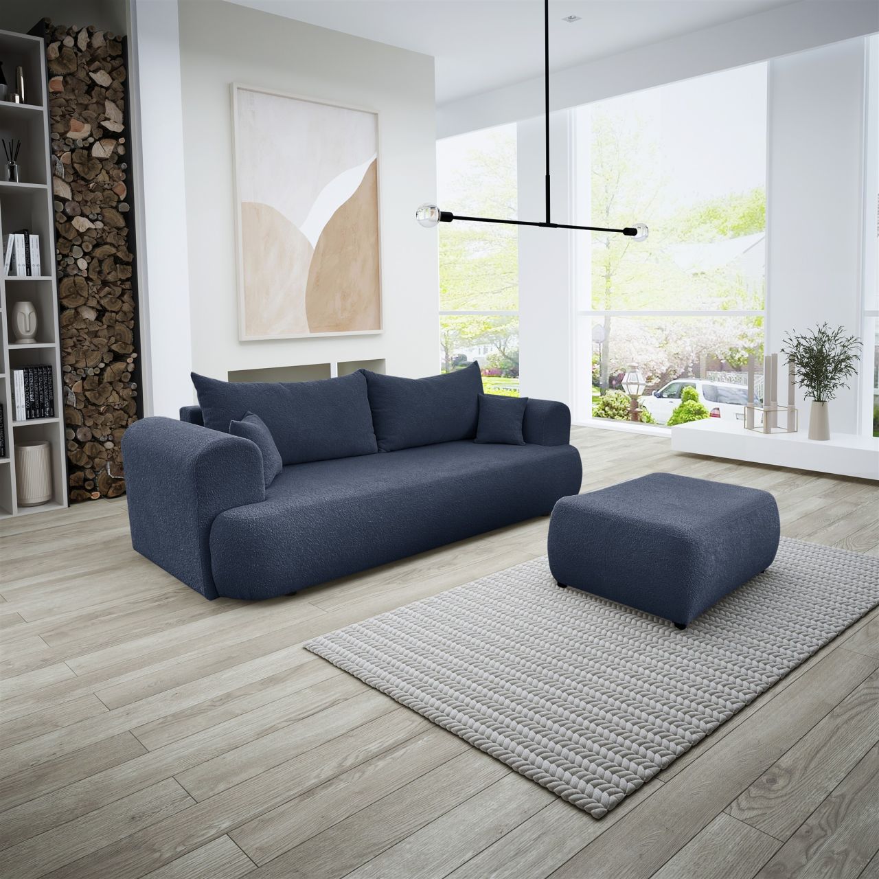 Sofa Schlafsofa 3-Sitzer ANIKE inkl. Polsterhocker in Stoff Now or Never Dunk...