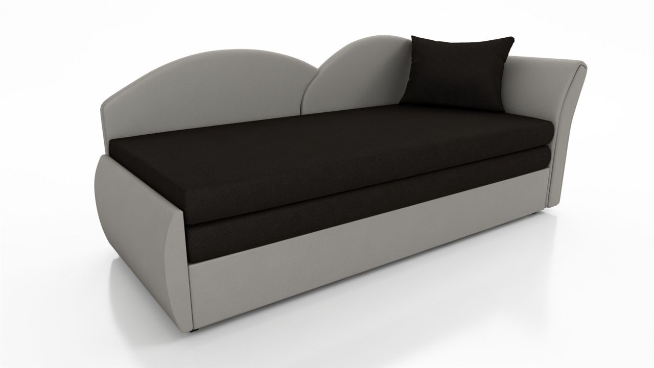 Sofa Schlafsofa inklusive Bettkasten ALINA / L- Stoff Alova Grau / Schwarz