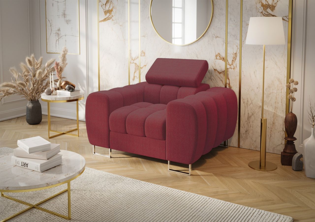 Sessel Designersessel BASTIEN in Stoff Gemma Rot