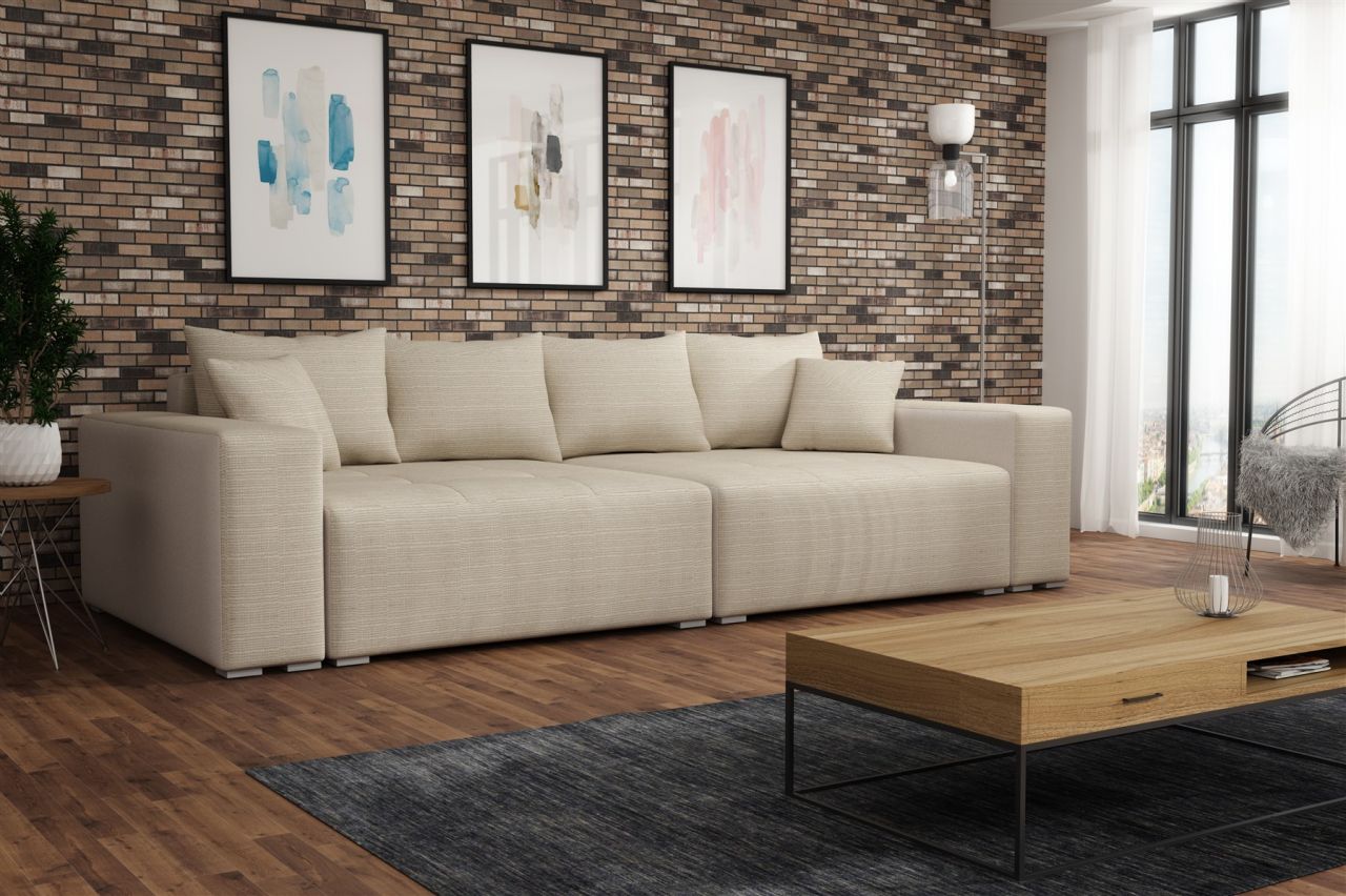 Big Sofa Couchgarnitur REGGIO Megasofa mit Schlaffunktion Beige