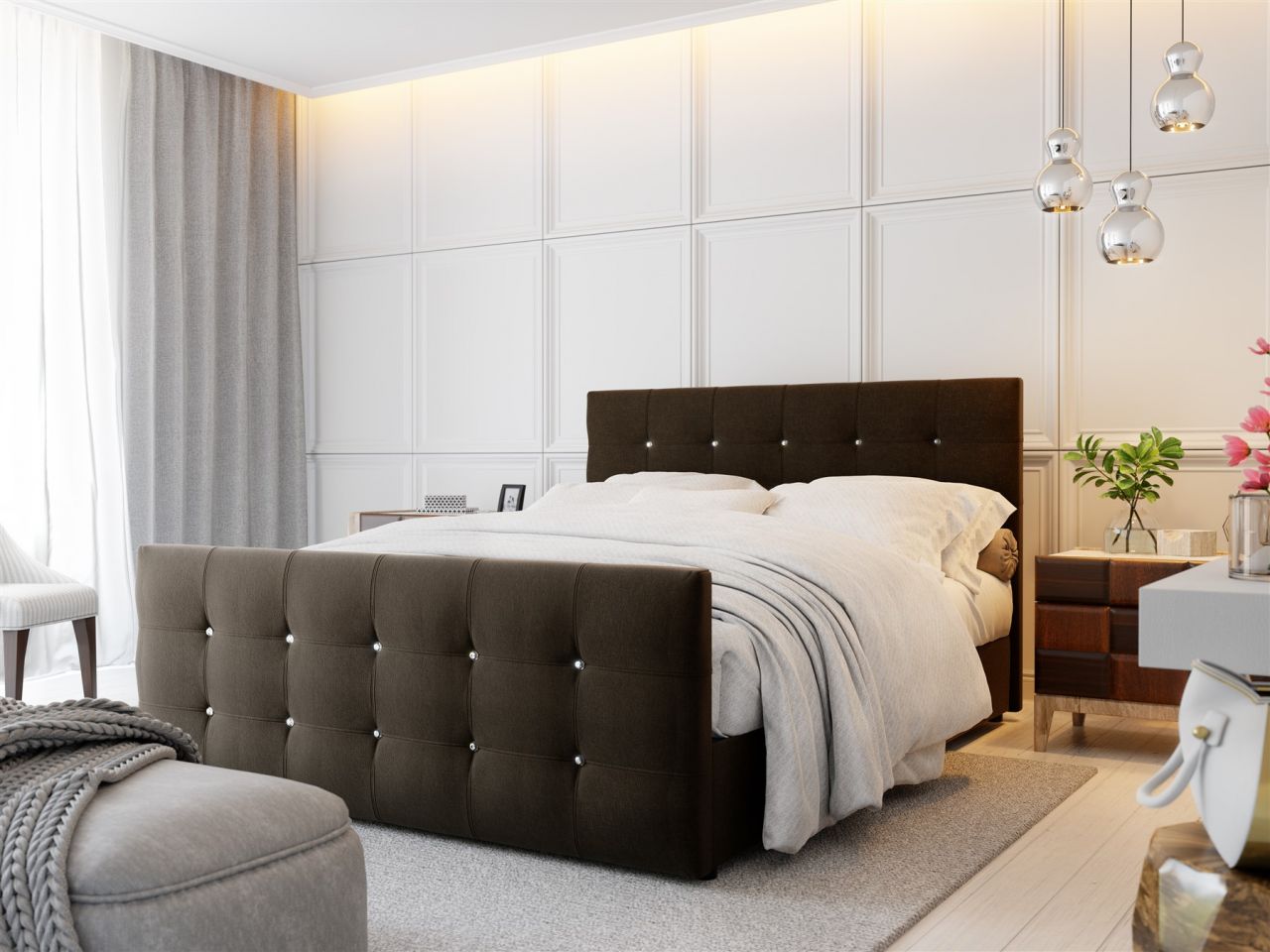 Boxspringbett Schlafzimmerbett MAURO 180x200cm Braun inkl.Bettkasten