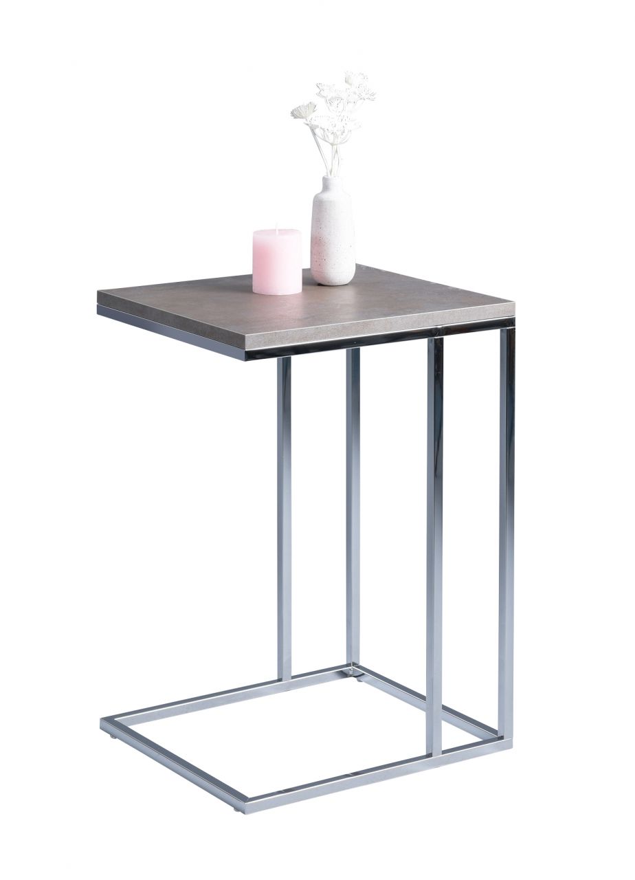 Beistelltisch Tisch RINO 38x43 cm Dekor Keramikoptik Gestell verchromt