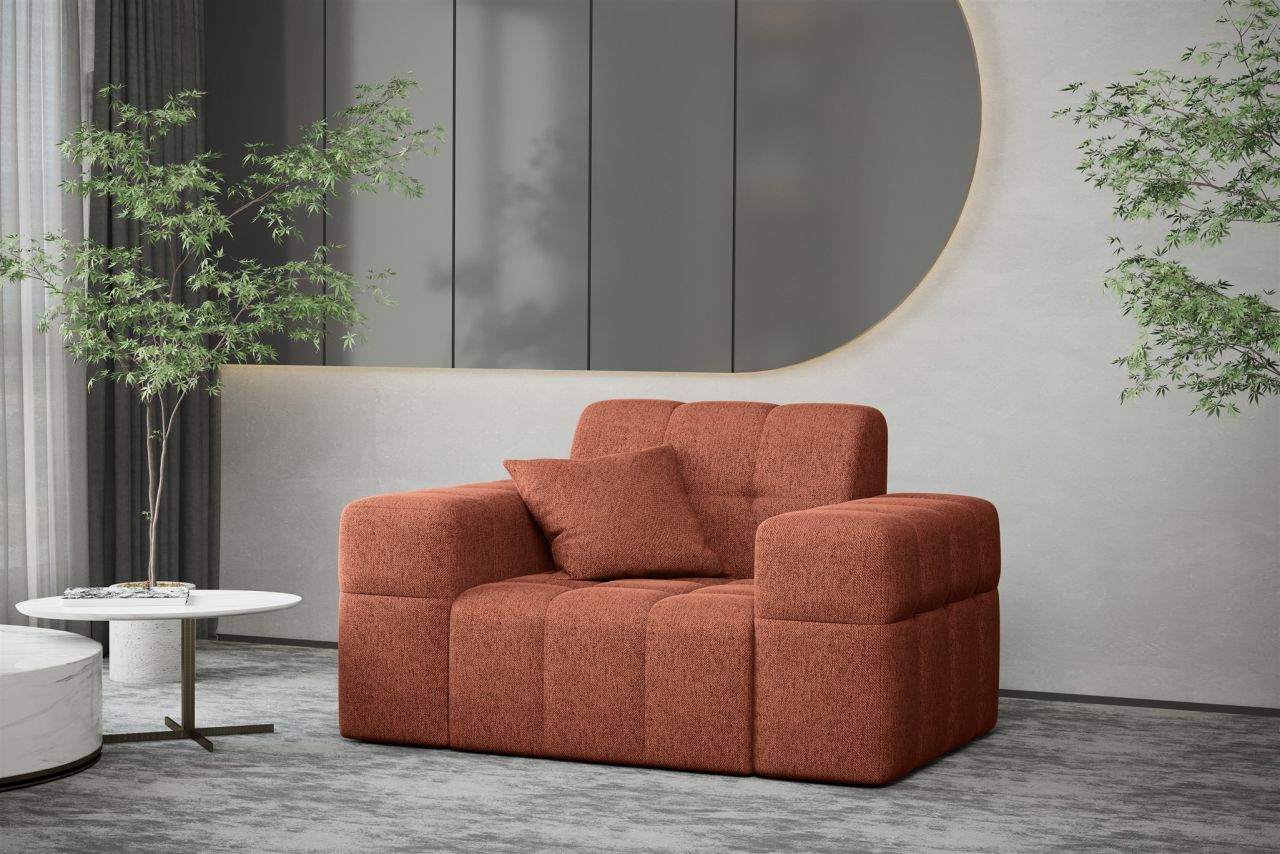 Sessel Designersessel NANCY in Stoff Neve Rostbraun