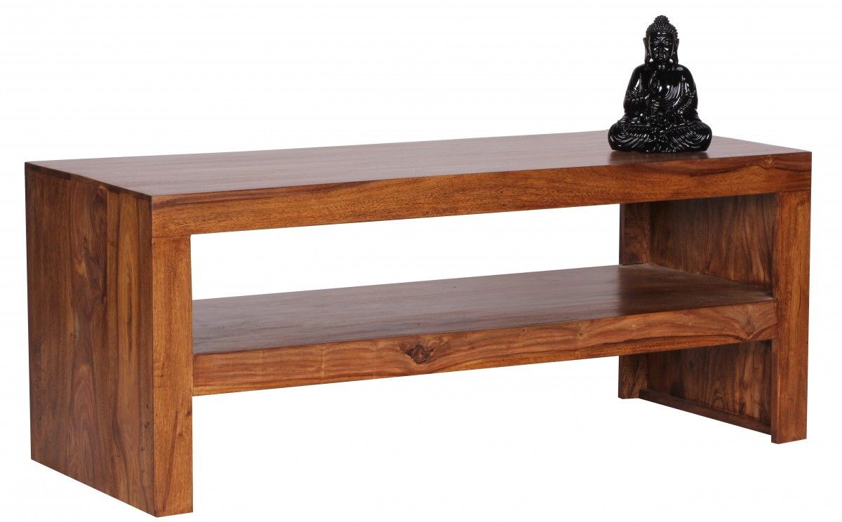 Couchtisch Massivholztisch AMAR 110x45 cm Holz Sheesham Landhaus-Stil