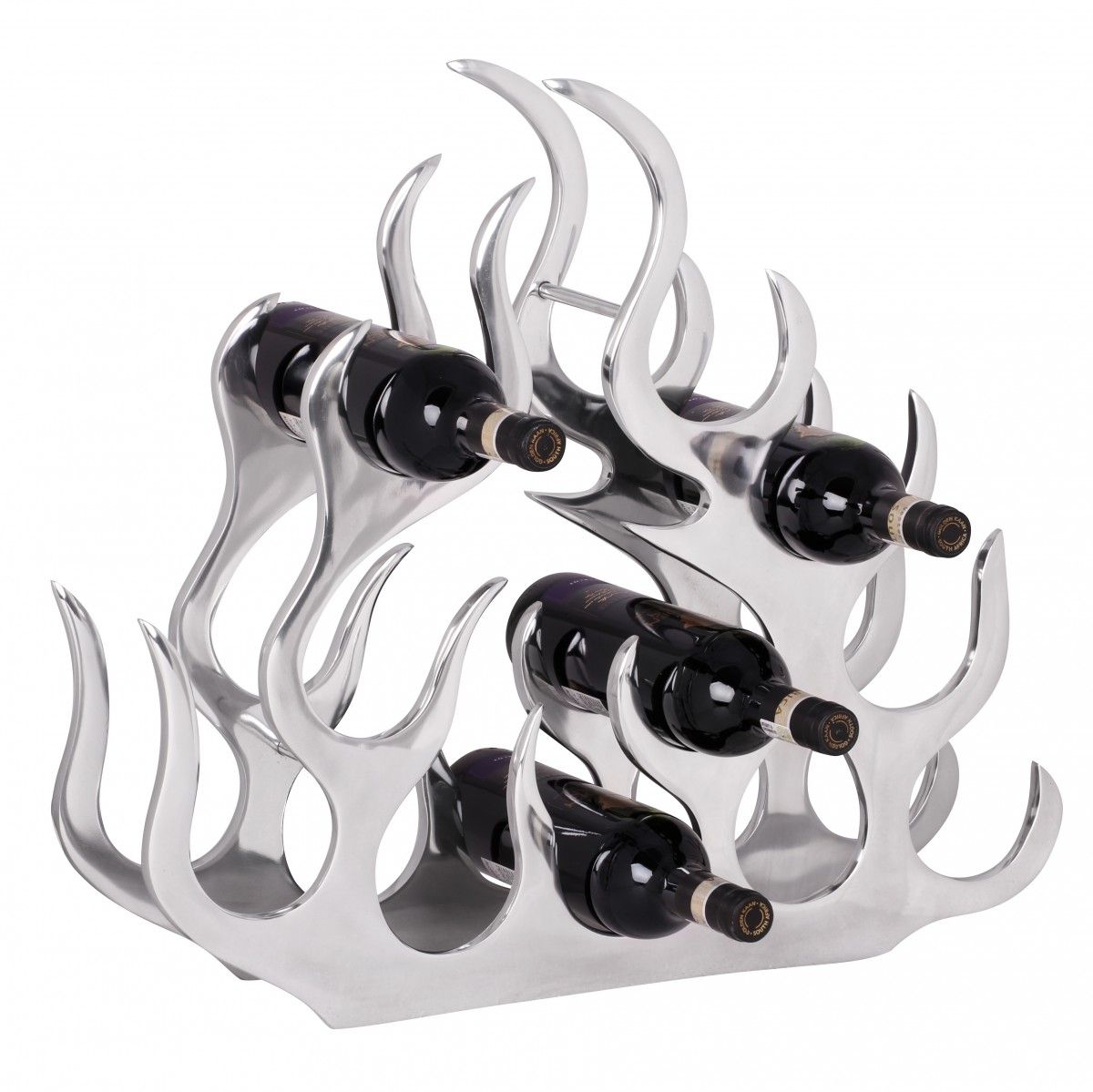 Weinregal Design 50 cm für 11 Flaschen Aluminium Silber