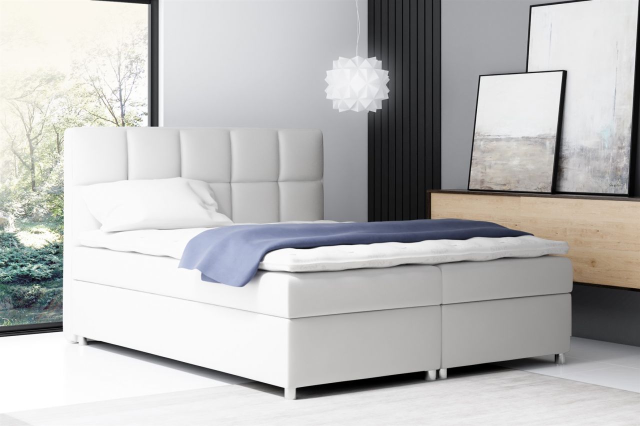 Boxspringbett Schlafzimmerbett CLOE 120x200cm Kunstleder Weiss