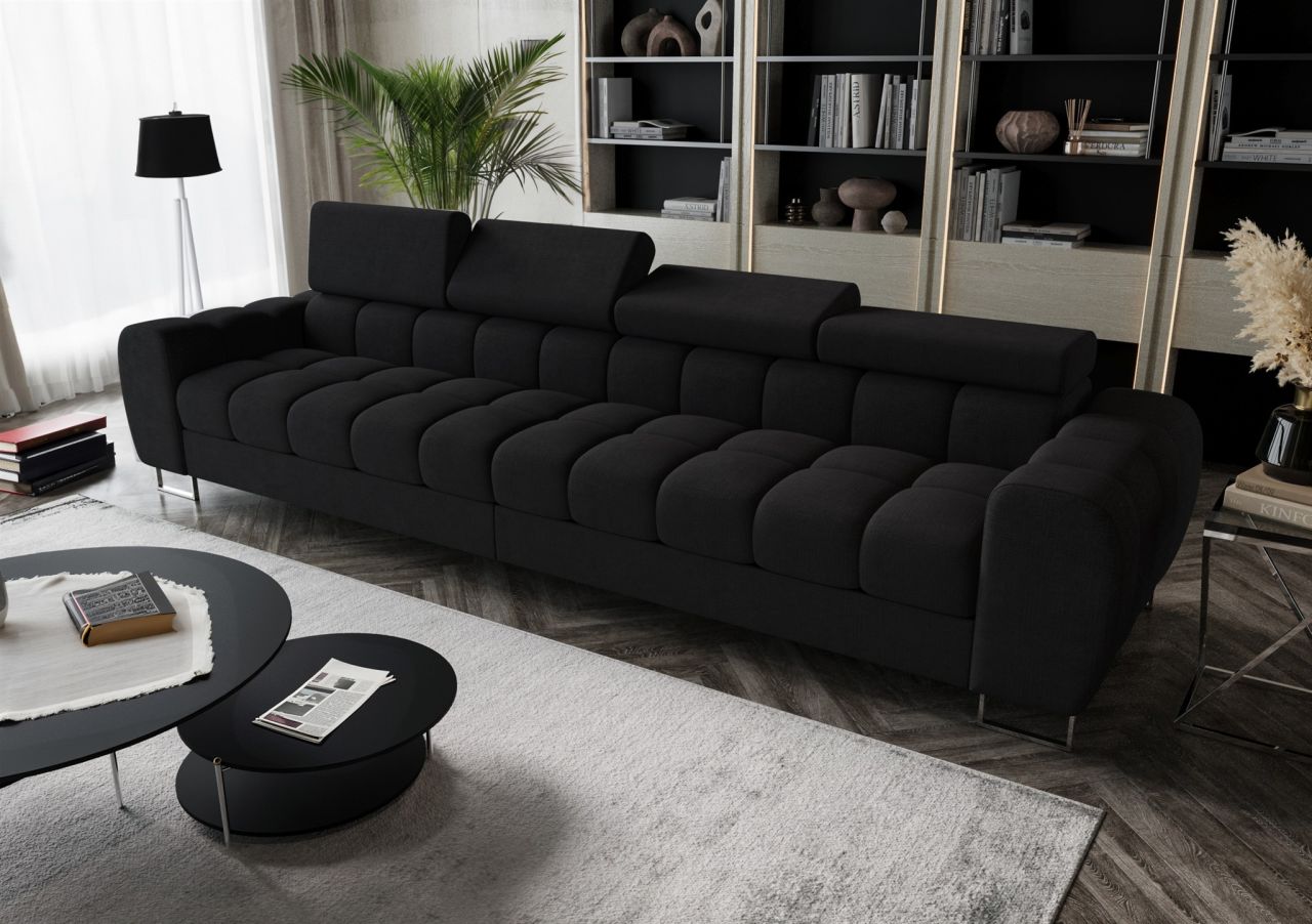 Big Sofa Sofa 4-Sitzer BASTIEN Megasofa in Stoff Moly Schwarz