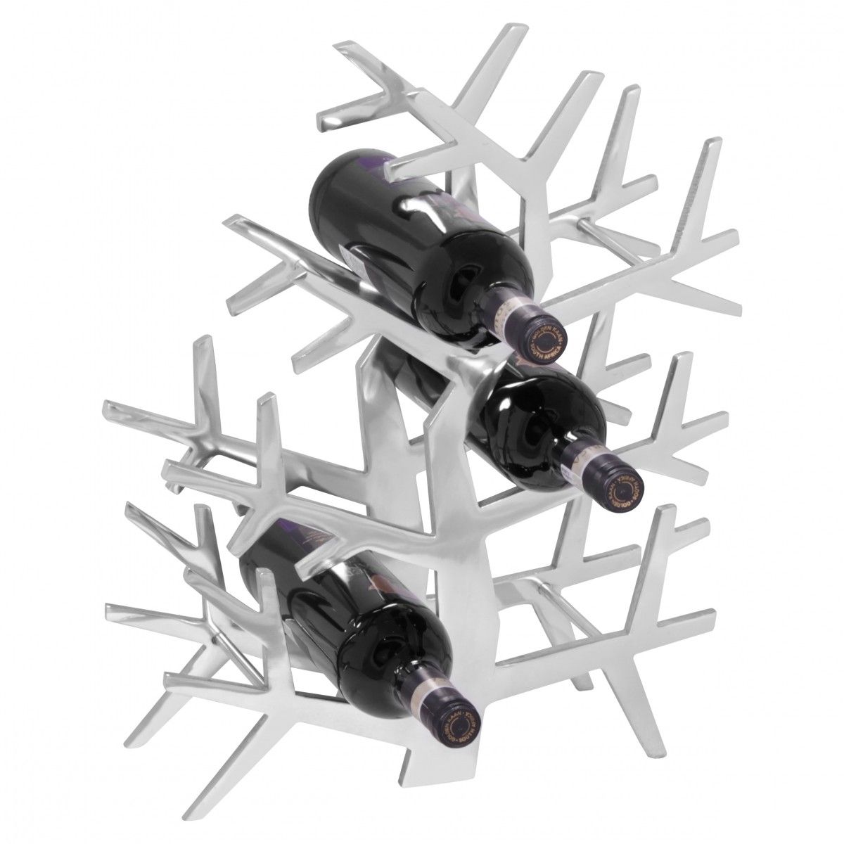 Weinregal Design 38 cm für 6 Flaschen Aluminium Silber
