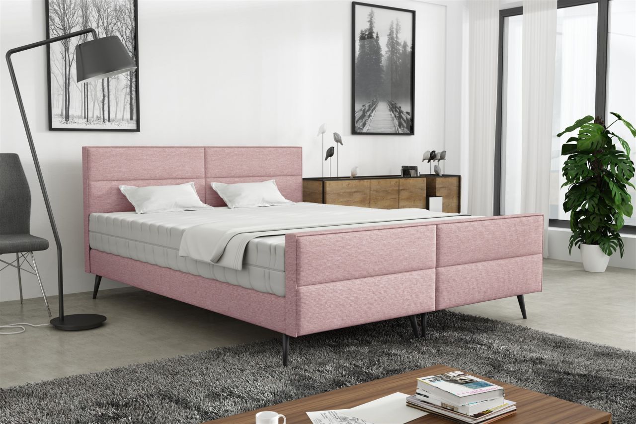 Polsterbett Doppelbett CREMONA 200x200cm Stoff Gemma Rosa ohne Matratze