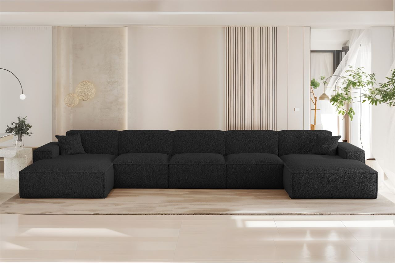Wohnlandschaft Sofa U-Form CELES PREMIUM XL in Stoff Sven Schwarz