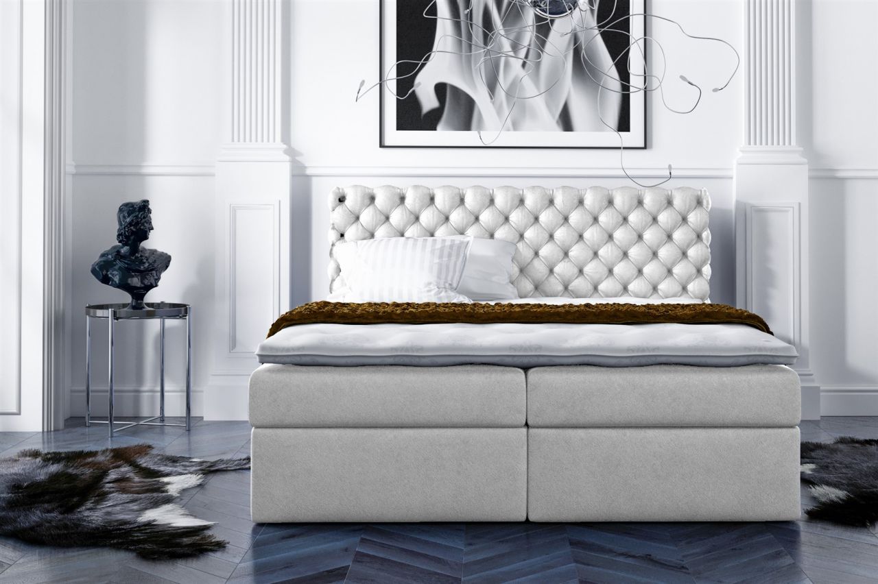 Boxspringbett Schlafzimmerbett PARINI 140x200cm Hellgrau