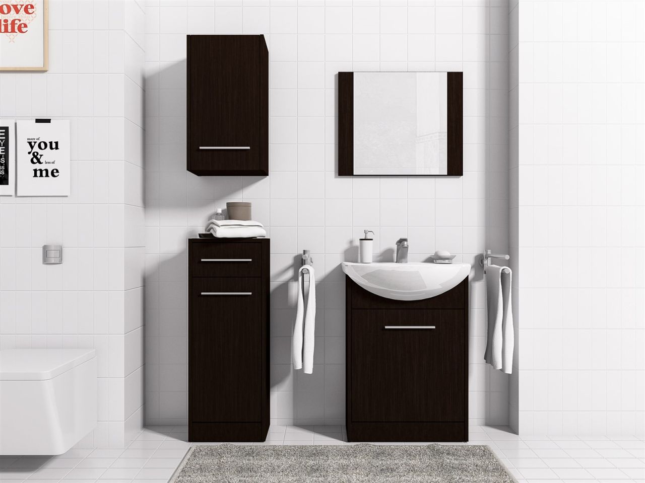 Badmöbel Set 5-Tlg Wenge matt PERM inkl.Waschtisch