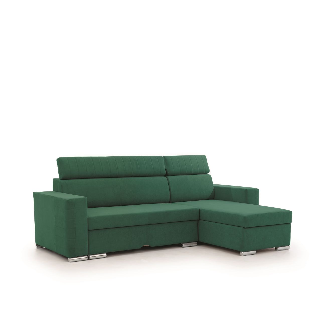 Ecksofa Schlafsofa Sofa CANTON in Stoff Camelia Grün Ottomane Rechts