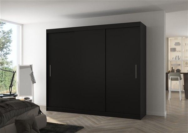 Schiebetürenschrank Schrank Nr.510 in Schwarz matt 250x215x58 cm