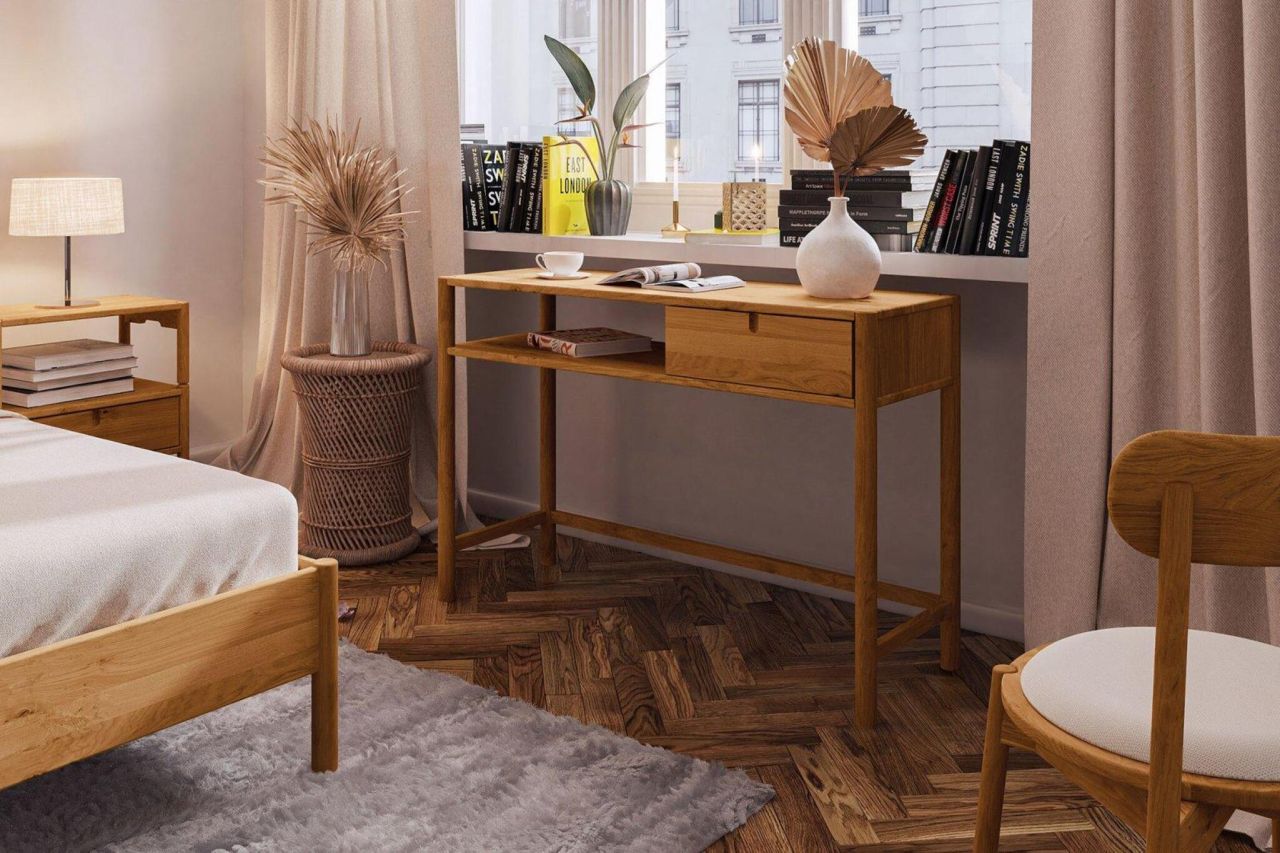 Schminktisch Tisch SAGA Eiche massiv 120x80x46 cm