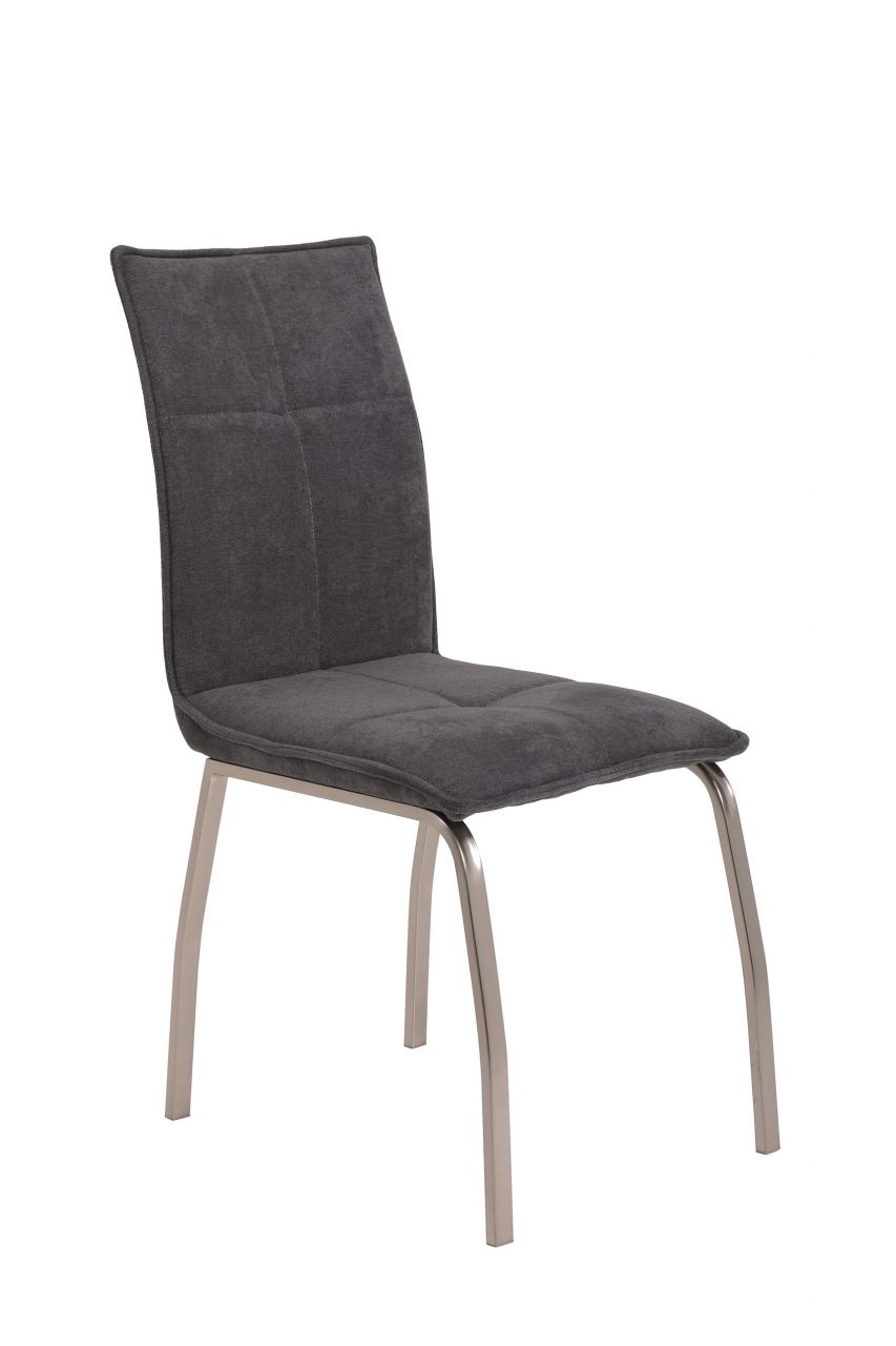 Esszimmerstühle Stühle 2er Set FABIEN Anthrazit- Edelstahloptik