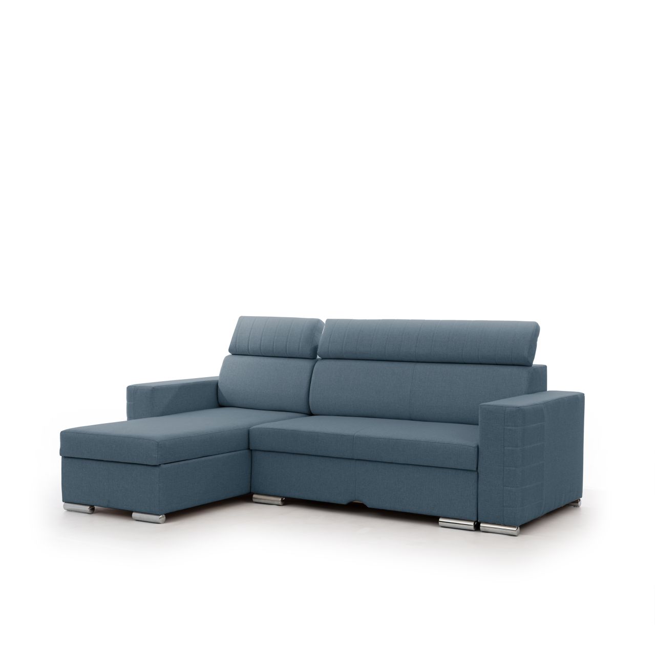 Ecksofa Schlafsofa Sofa CANTON in Stoff Liverpool Azurblau Ottomane Links