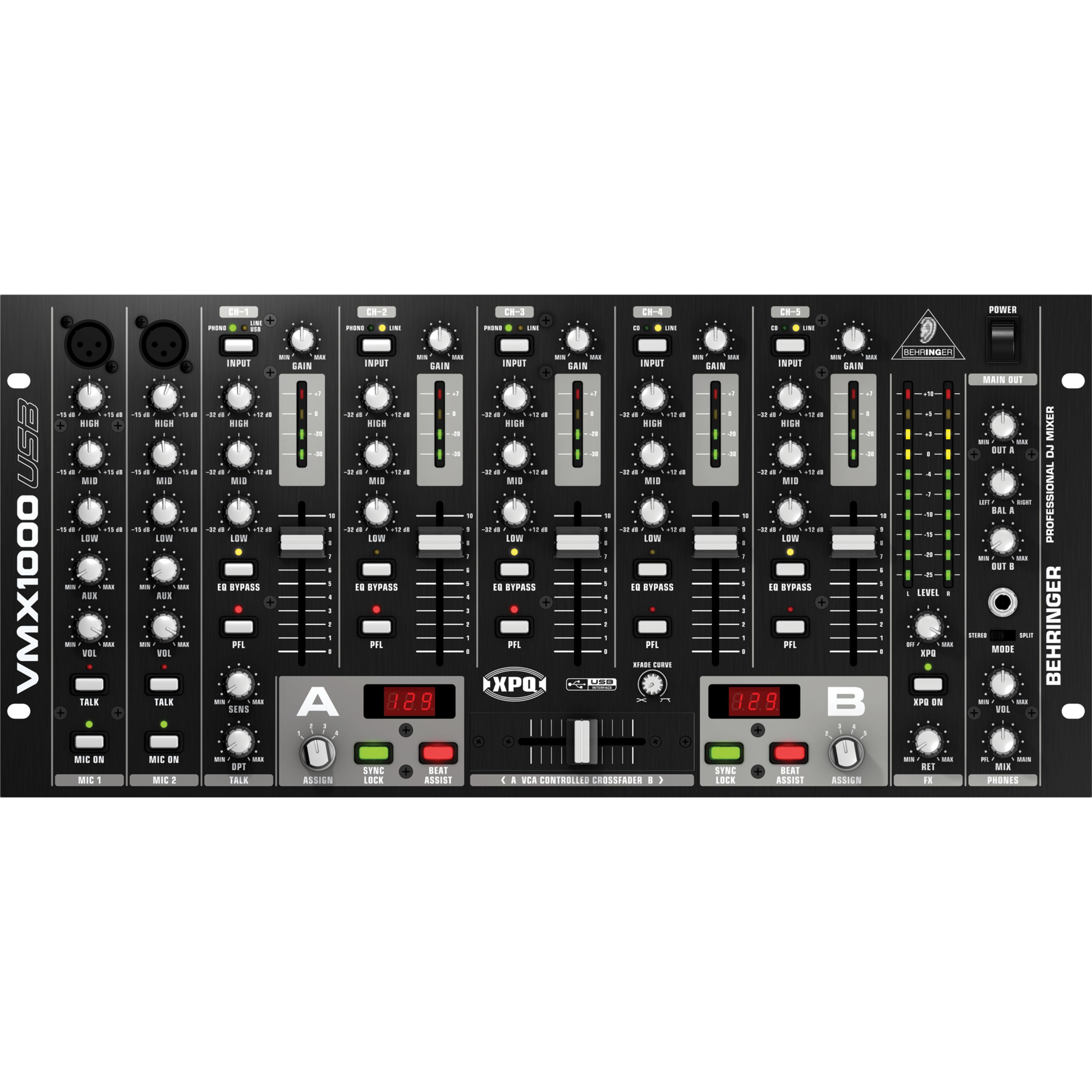 Behringer VMX1000USB 7 Kanal Rack Mixer Rack Mixer Schwarz
