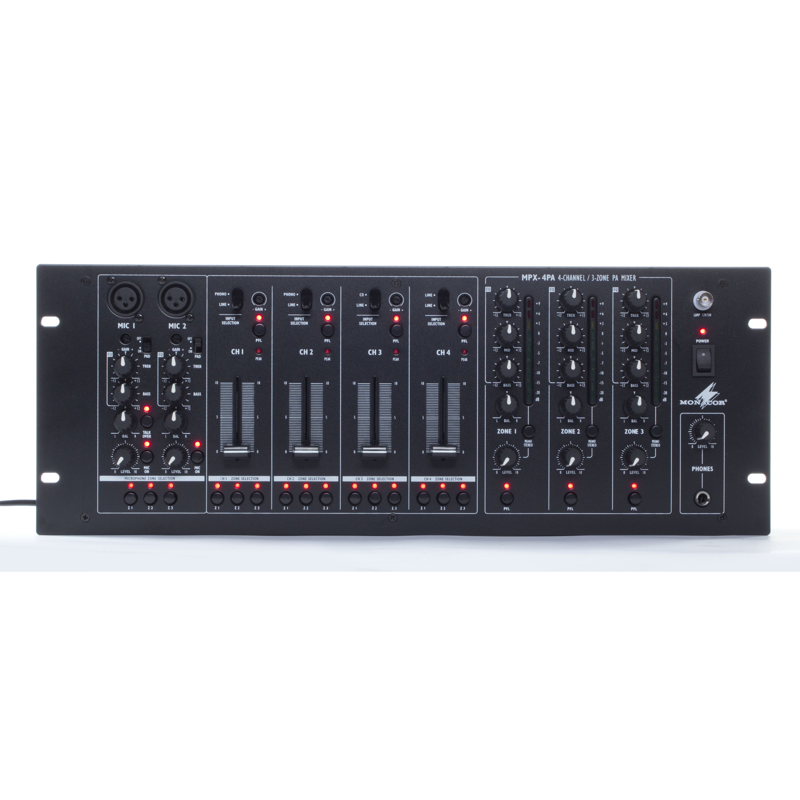 Monacor MPX-4PA Rack Mixer Schwarz