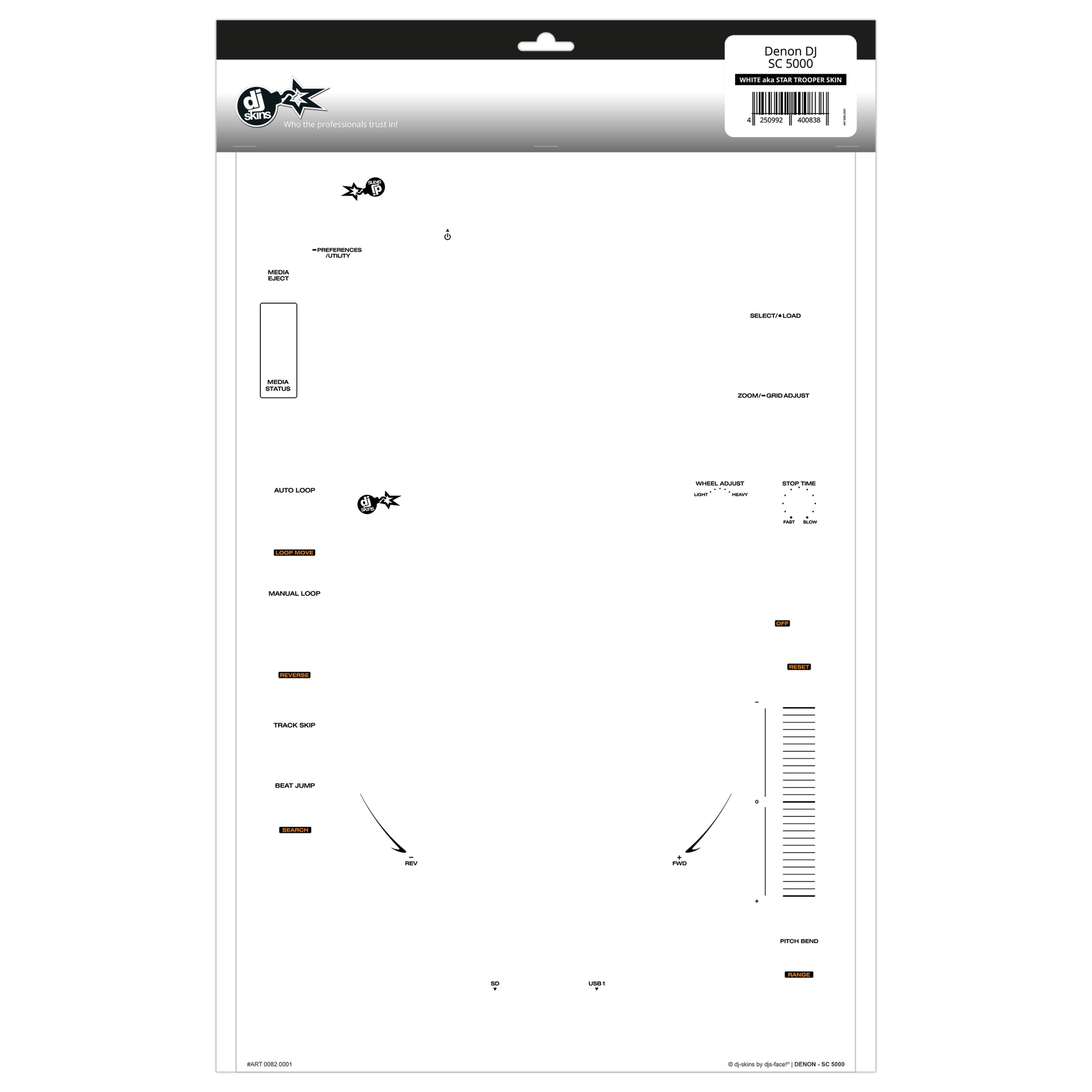 dj-skins Denon SC5000 Prime Skin White aka Star Trooper DJ Skin Weiß