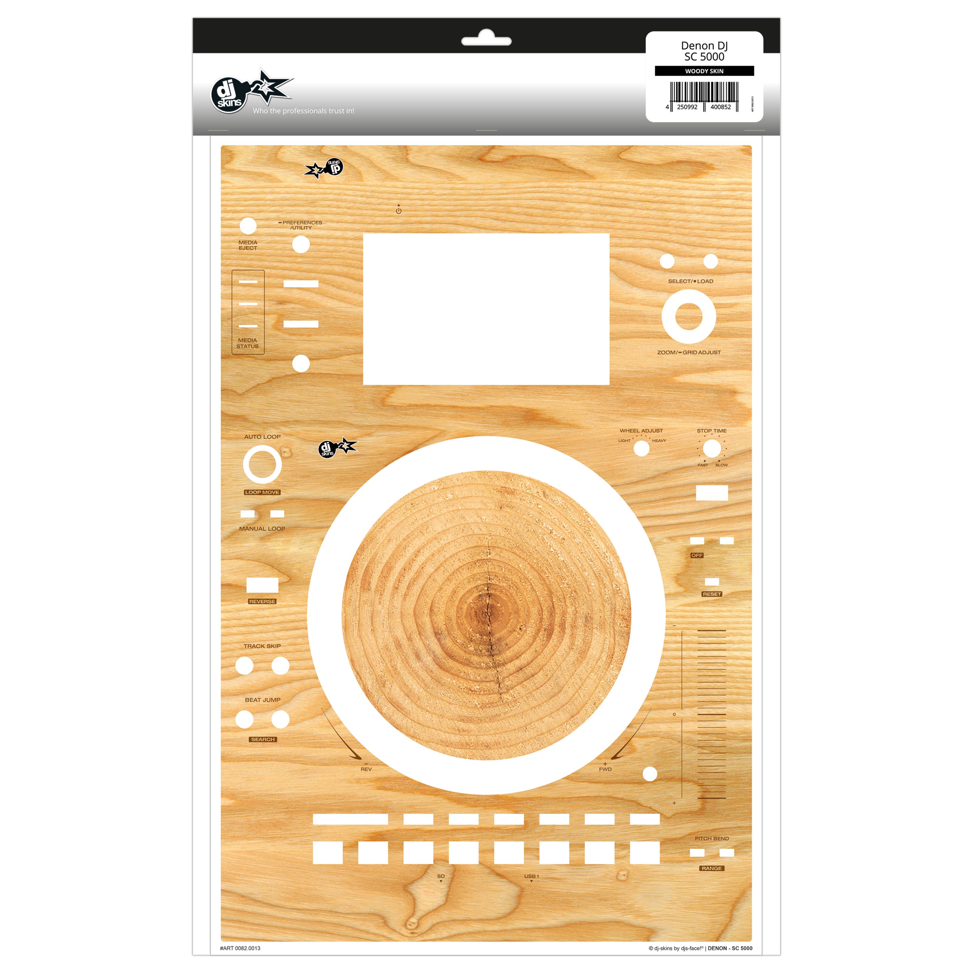 dj-skins Denon SC5000 Prime Skin Woody DJ Skin Braun